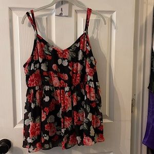 Rose Print Adjustable Straps Flattering Camisole